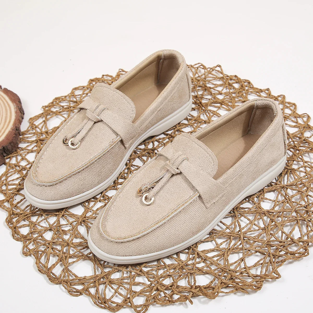Comfortable women's slip-on shoes, cushioned for all-day wear, with a modern double ring design.