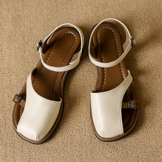 Women's comfortable square toe flats with ankle strap, perfect for everyday wear.