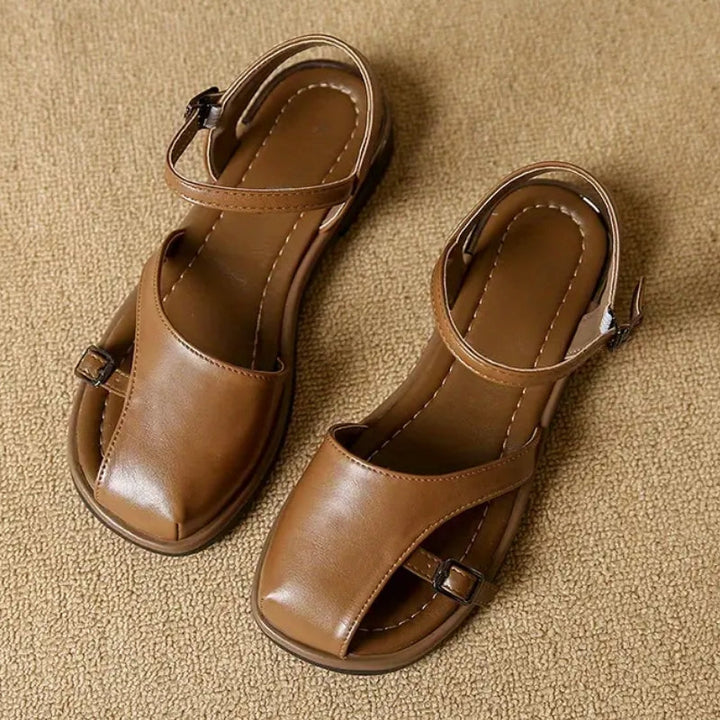 Chic women's square toe flats, designed with an ankle strap for secure and comfortable fashion footwear.