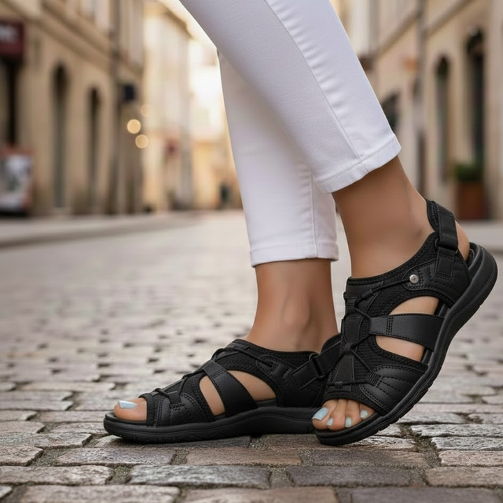 Lightweight women's strappy flat sandals for ultimate comfort, great for long walks.