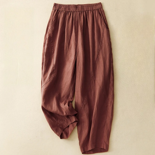Women's comfortable tapered pants, perfect for effortless everyday style. Features elastic waist for ultimate comfort.