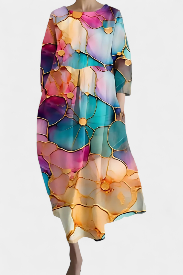 Elegant yet comfortable V-neck flowy maxi dress for women, a summer fashion essential for various casual occasions.