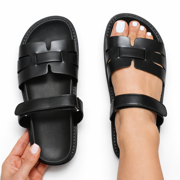 Lightweight women's walking sandals with adjustable hook-and-loop straps, offering comfort & support for travel & beach.
