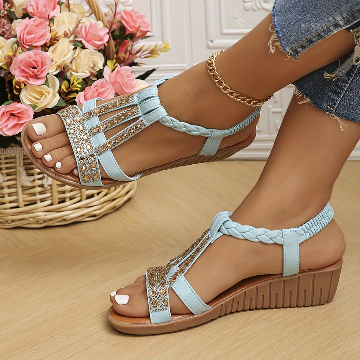 Stylish women's comfortable wedge sandals, essential footwear for summer adventures.