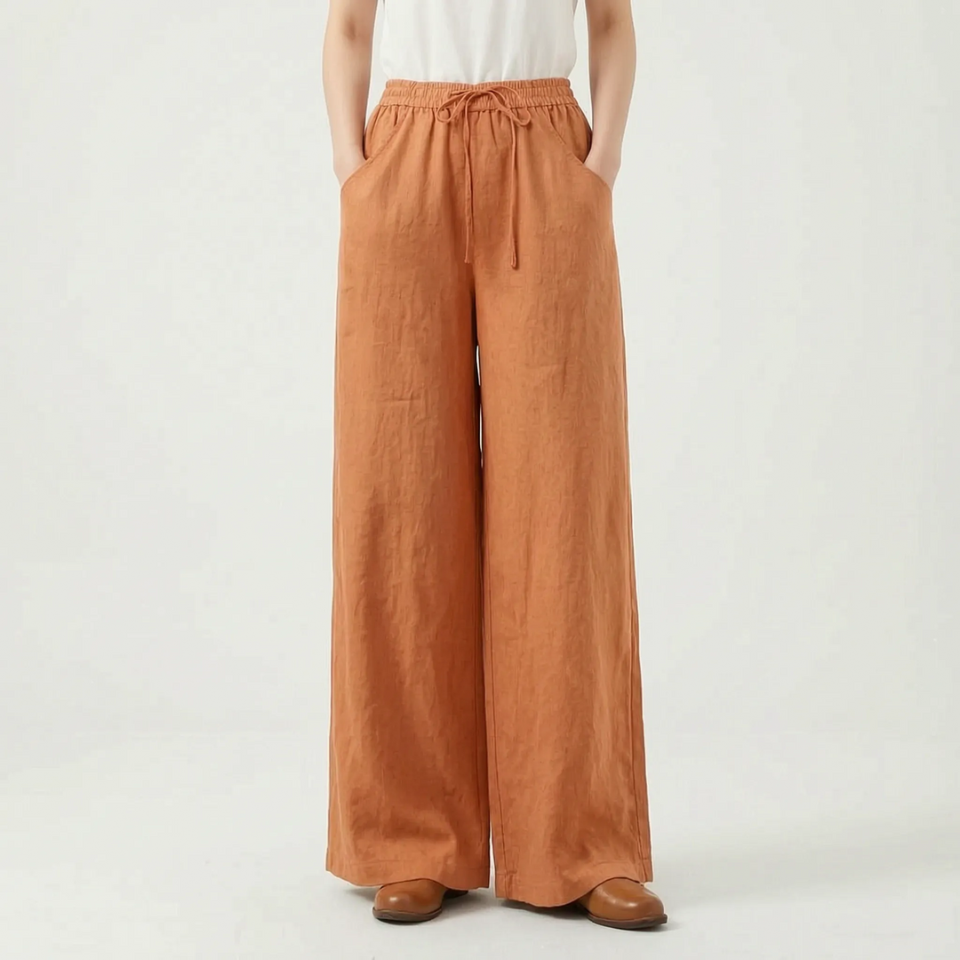 Relaxed fit wide-leg women's pants with elastic waist for ultimate comfort, great for casual summer outfits.