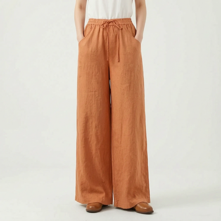 Relaxed fit wide-leg women's pants with elastic waist for ultimate comfort, great for casual summer outfits.