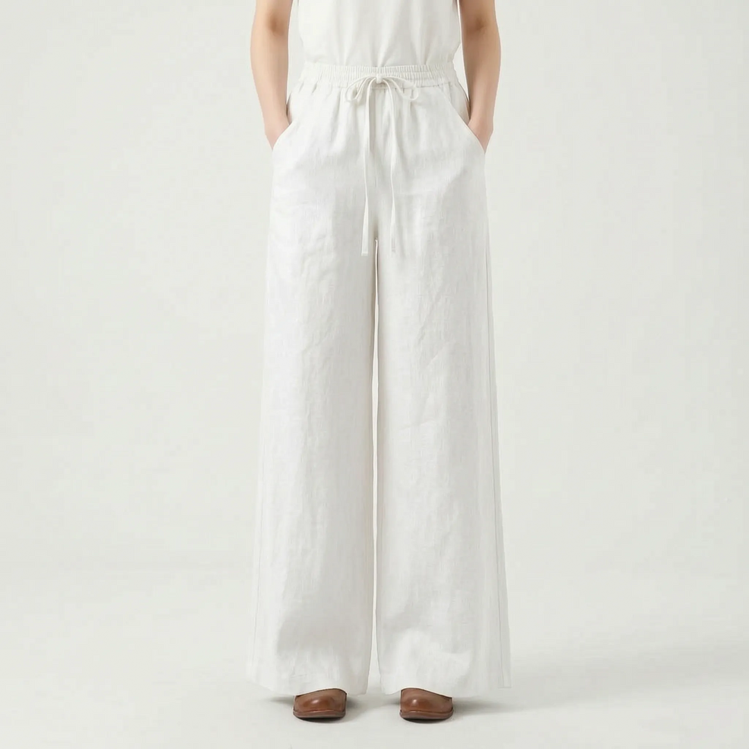 Flowy wide-leg women's casual pants, offering comfortable movement and a stylish loose fit for everyday wear.