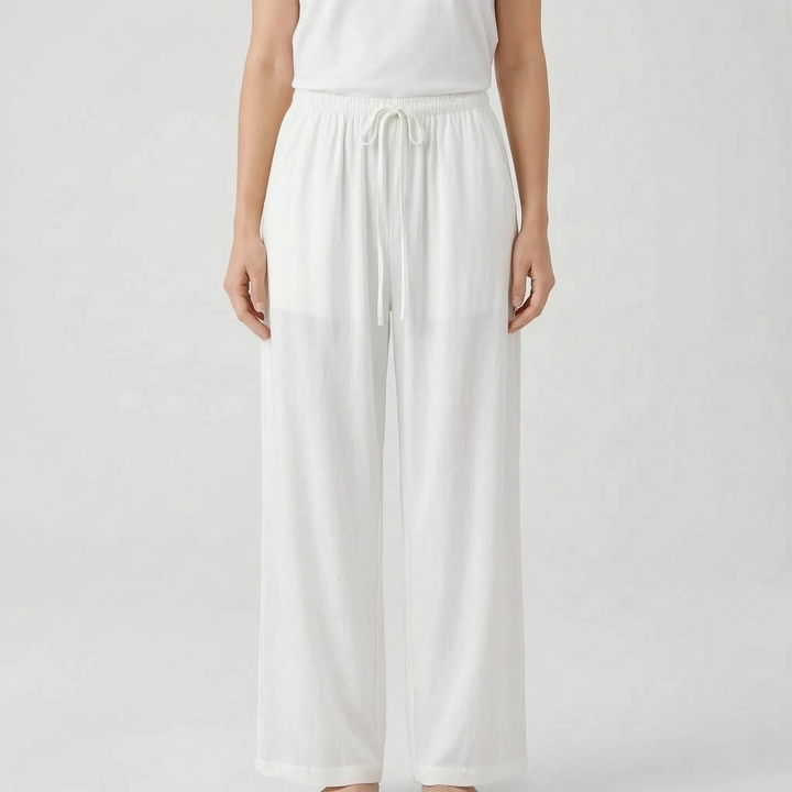 Lightweight, comfortable wide-leg travel pants for women; versatile for summer outings.