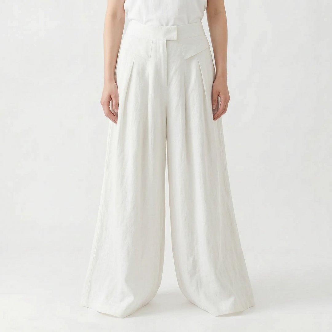 Soft fabric women's wide leg summer pants with elastic waist, ensuring comfort & chic style.