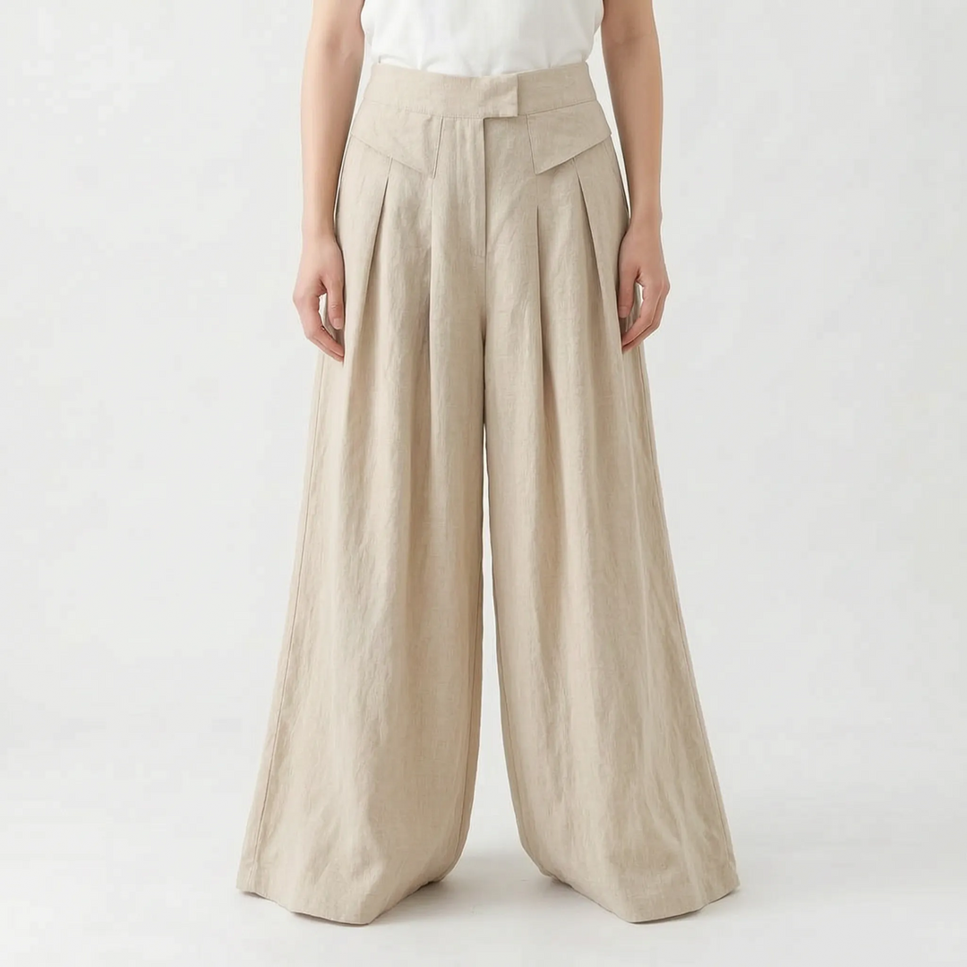 Versatile women's high-rise wide leg summer pants, comfortable elastic waist for easy wear.