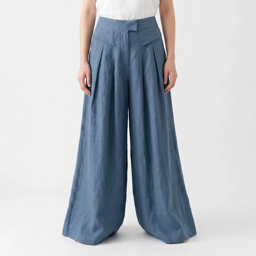 Stylish women's wide leg trousers, breathable fabric perfect for a comfortable, chic summer look.