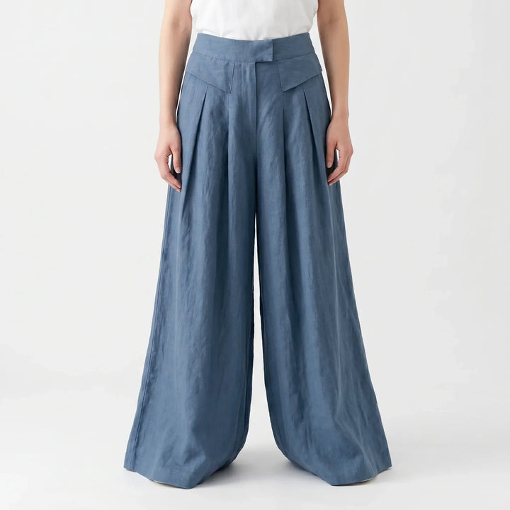 Stylish women's wide leg trousers, breathable fabric perfect for a comfortable, chic summer look.