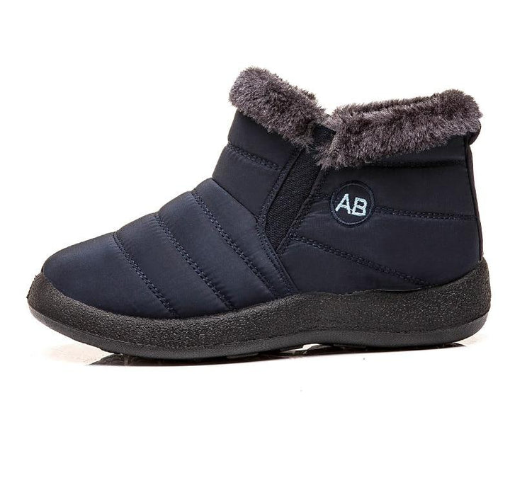 Side view of women's comfortable ankle boots, ideal for everyday winter style and warmth.
