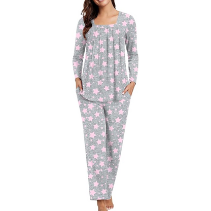 Cozy women's sleepwear set with pockets. The ultimate comfy 2-piece loungewear for her.