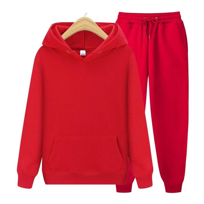 Chic women's lounge outfit featuring a comfy hoodie and relaxed fit jogger pants, perfect for leisure.