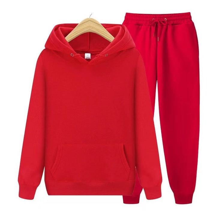 Chic women's lounge outfit featuring a comfy hoodie and relaxed fit jogger pants, perfect for leisure.
