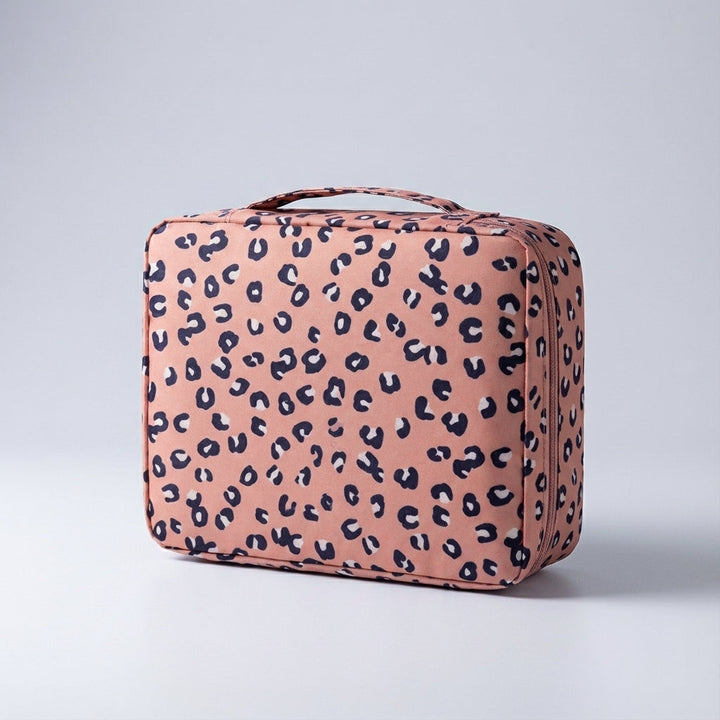 Durable waterproof travel makeup bag, a compact cosmetic organizer for women's beauty essentials.