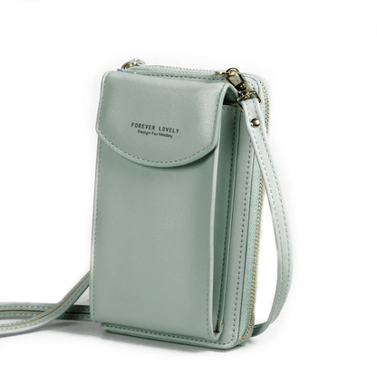 Women's compact PU leather crossbody bag, adjustable strap, ideal for hands-free convenience.