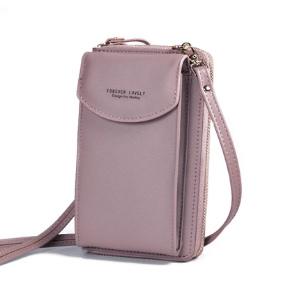 Fashionable women's small shoulder bag, black PU leather with adjustable strap.