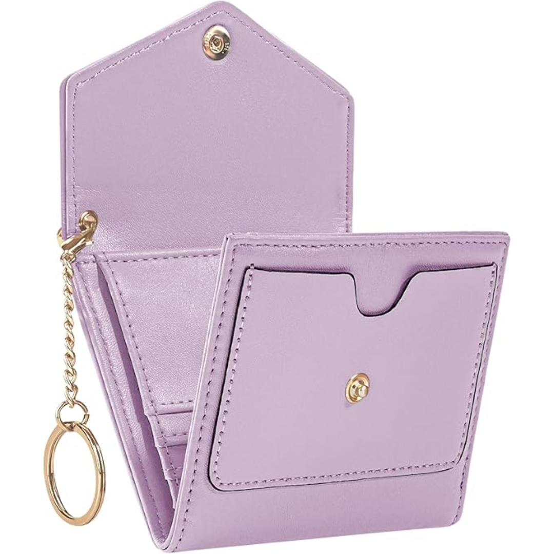 RFID-blocking women's trifold wallet made of genuine leather, secure card & cash organizer.