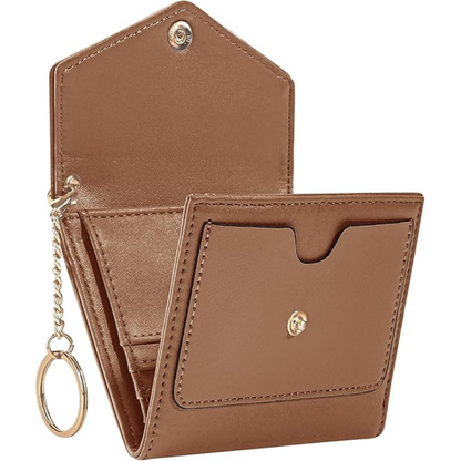 Essential women's leather trifold wallet, compact design, RFID-blocking for cards & cash security.