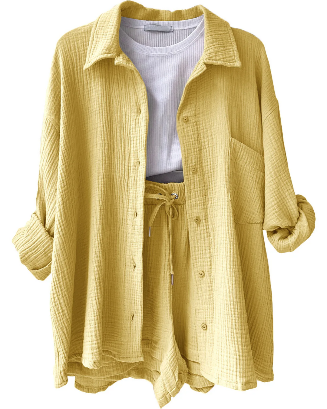 Women's effortless cotton Capri set, ideal for casual summer outfits.
