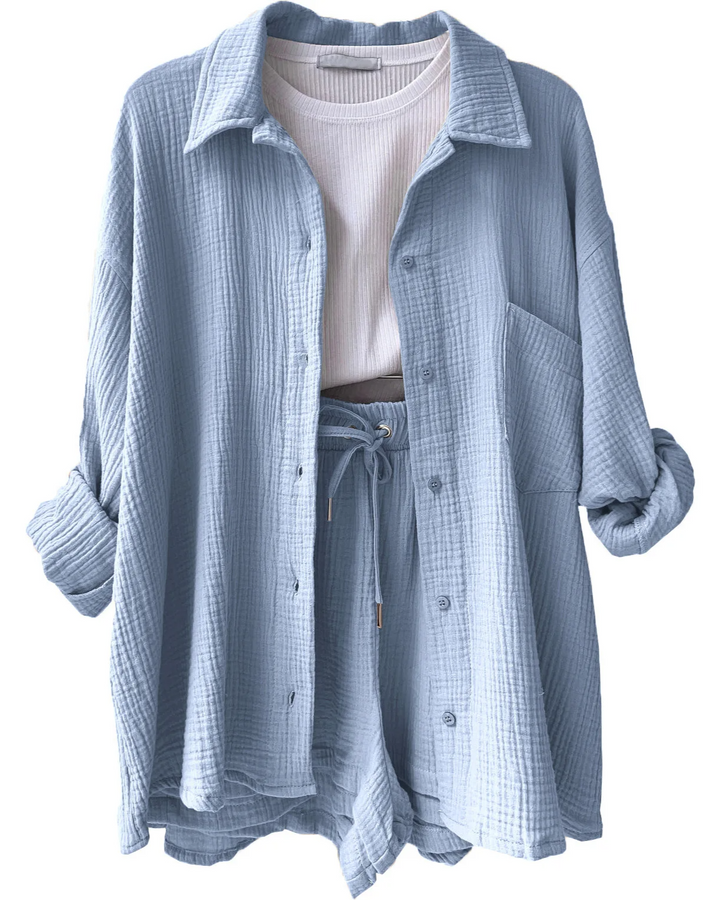 Women's oversized cotton Capri lounge set, designed for ultimate comfort.