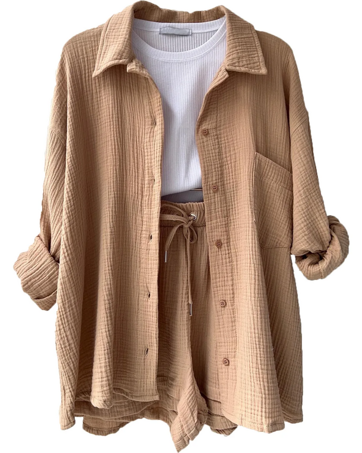Oversized women's cotton Capri loungewear, ultimate comfort & relaxed fit.