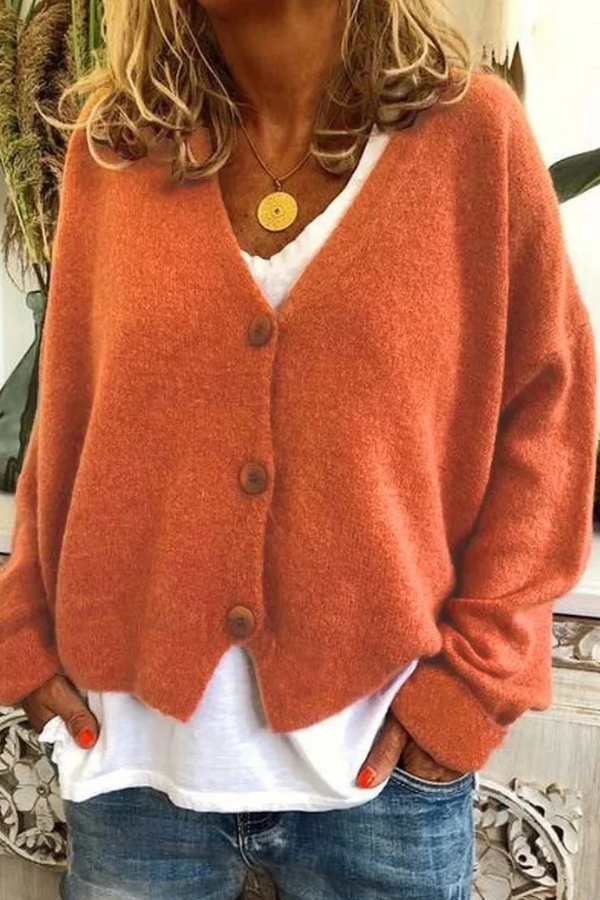 Women's cozy button-front cardigan, perfect for fall fashion & everyday layering. Soft long sleeve sweater.