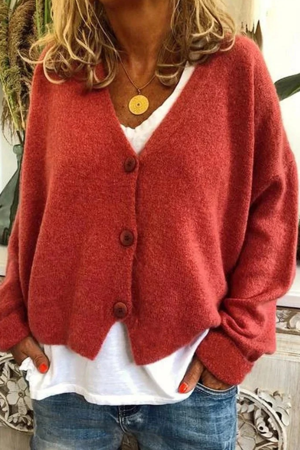Must-have women's cozy button cardigan. Elevate your fall fashion with this stylish layering piece.