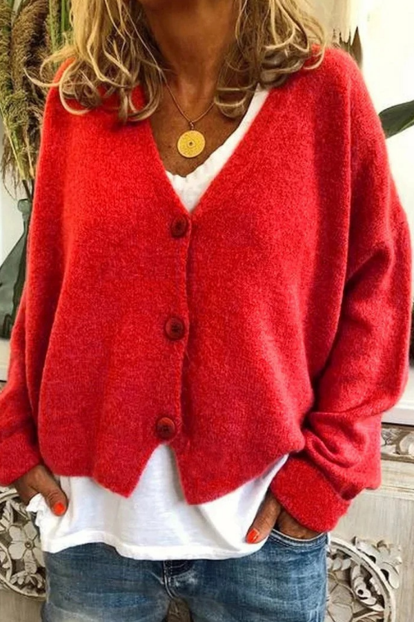 Women's stylish button cardigan. A cozy sweater and versatile layering piece for year-round style.