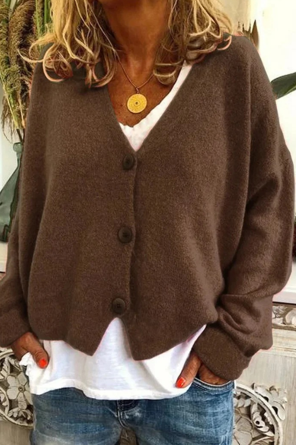 Essential women's cozy button cardigan. Your go-to long sleeve top for fall and winter style.