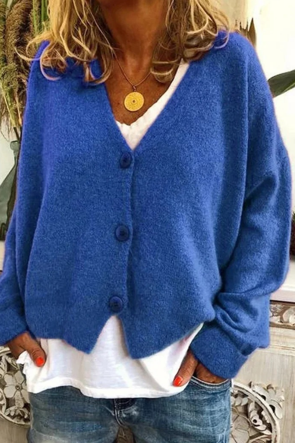 Comfy women's button cardigan. A cozy sweater for winter wear & stylish casual top.