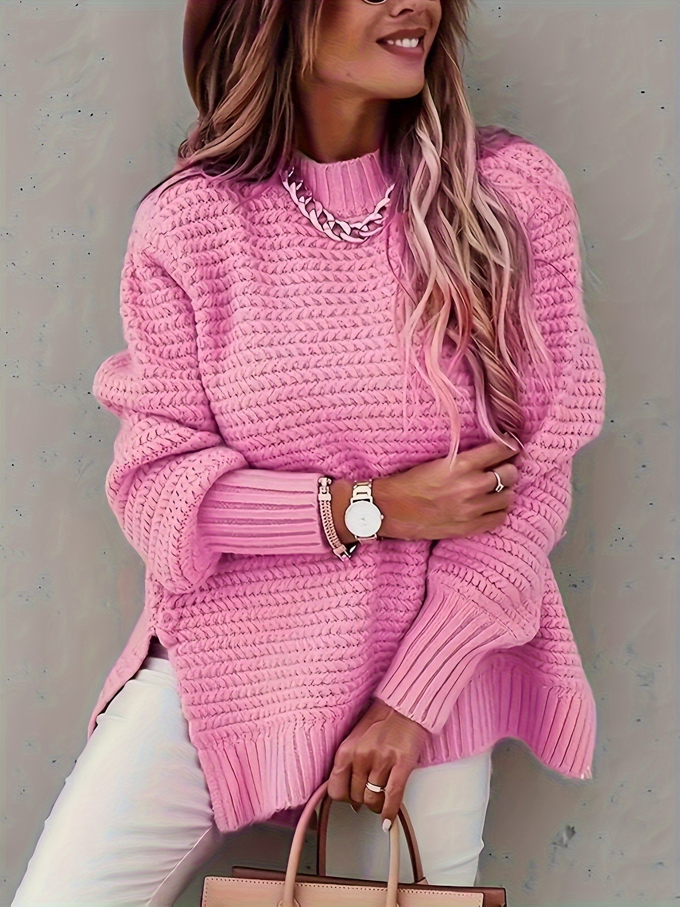 Women's oversized chunky knit sweater, incredibly cozy and comfortable for casual wear.