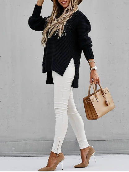 Soft chunky knit oversized women's sweater, offering a relaxed fit for ultimate coziness.