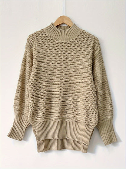 Textured chunky knit women's oversized sweater, a cozy pullover for stylish layering.