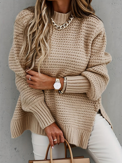 Effortless style: women's cozy oversized chunky knit sweater, a comfortable winter essential.