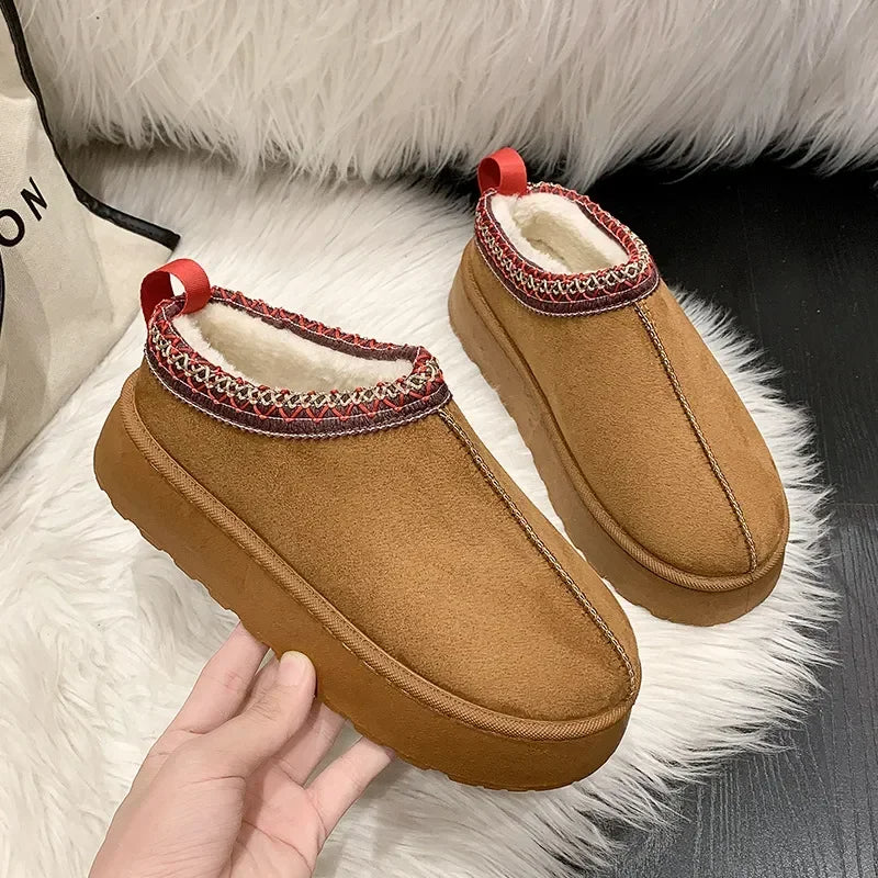 Women's cozy comfort mules for indoor/outdoor wear. Warm slip-on winter shoes with plush lining.