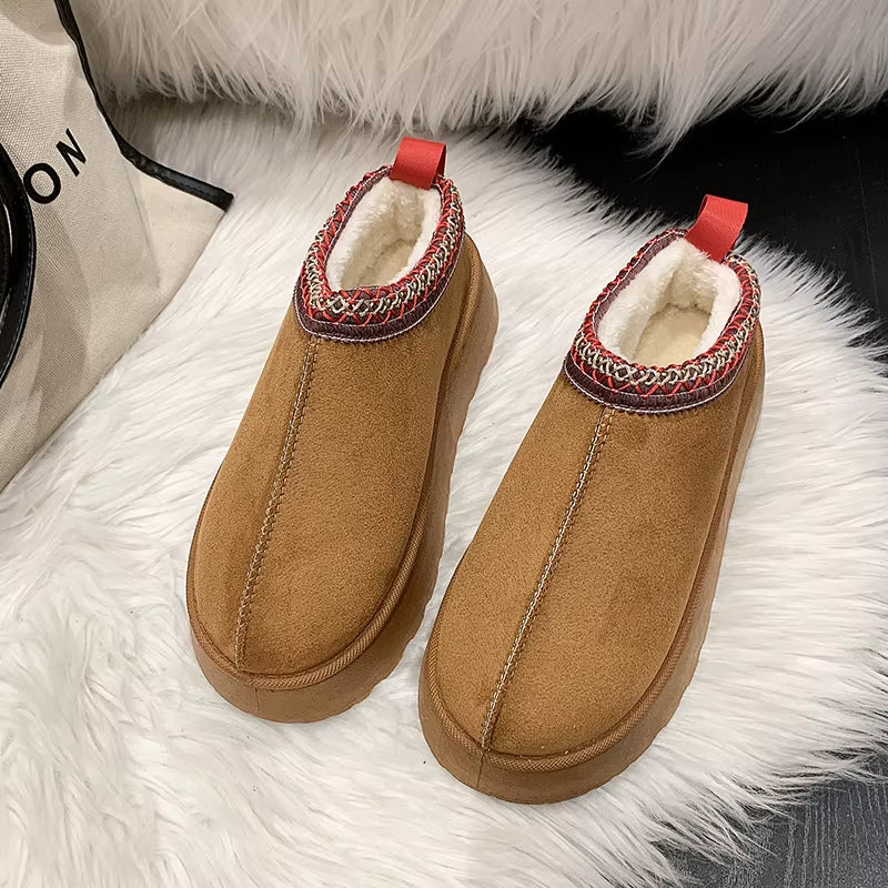 Plush women's slip-on mules, warm and cozy. Anti-slip sole for indoor outdoor comfort walking shoes.