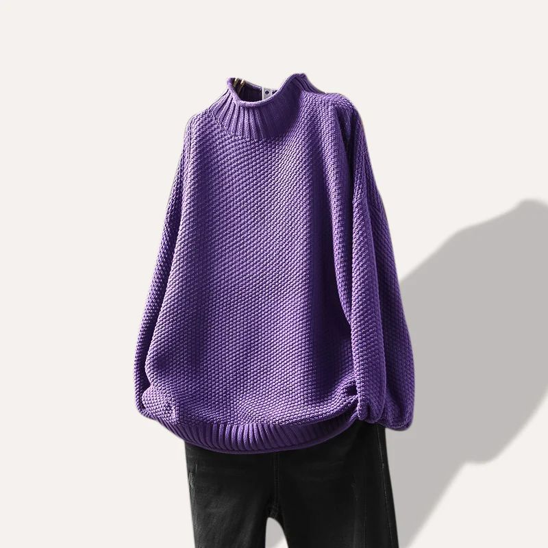 Stylish women's long sleeve pullover sweater for versatile everyday wear, great for casual fall fashion.