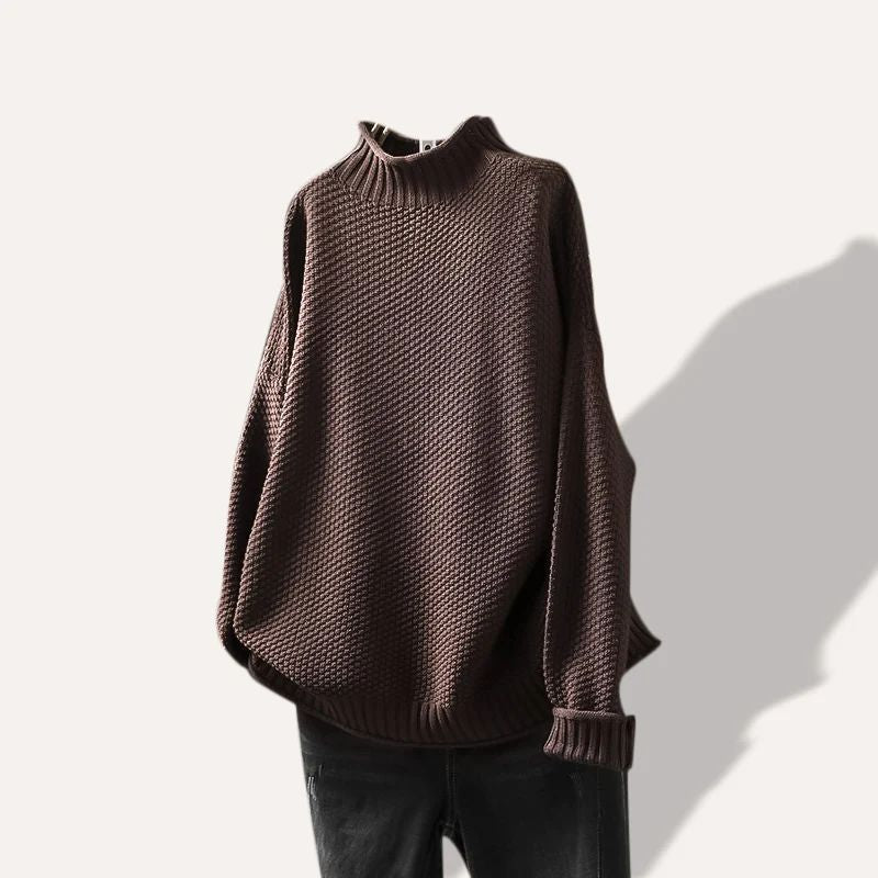 Casual women's cozy pullover sweater, perfect for comfortable everyday wear, versatile fall & winter fashion.