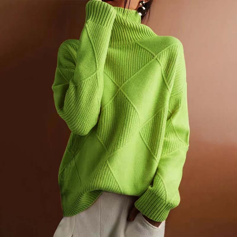 Must-have women's high-neck sweater, a warm & cozy knit top for your winter wardrobe.