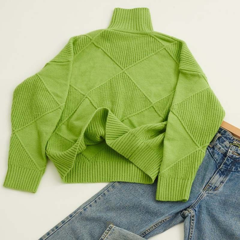 Chic women's high-neck sweater, a cozy knit pullover for stylish winter fashion outfits.