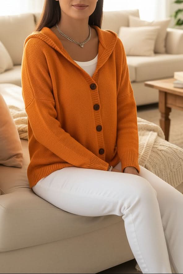Women's casual hooded cardigan with long sleeves, perfect for cozy layering and effortless wear.