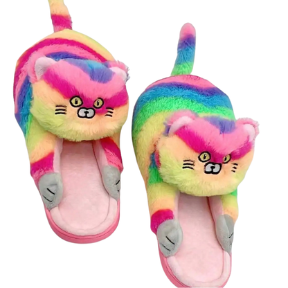 Memory foam women's cozy hugging cat slippers, offering cloud-like comfort for relaxing indoor wear. Great gift.