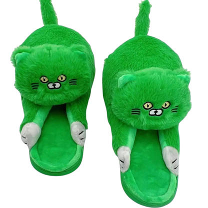 Women's cozy hugging cat slippers provide cloud-like comfort. Memory foam animal indoor footwear for home relaxation.