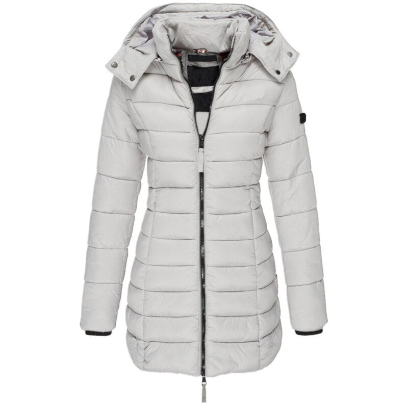 Versatile women's insulated hooded winter coat, perfect for everyday cold weather, fall, and outdoor activities.