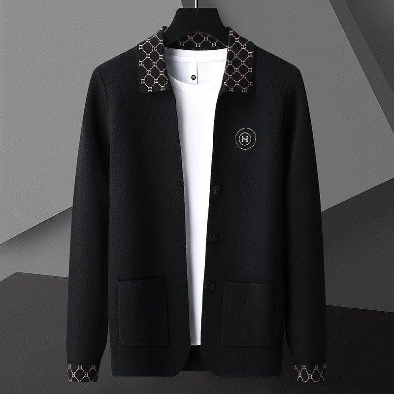 Elegant women's button-front knit cardigan sweater in black, offering cozy warmth and stylish layering.