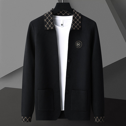 Elegant women's button-front knit cardigan sweater in black, offering cozy warmth and stylish layering.