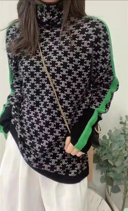 Cozy knit women's turtleneck sweater, a soft and warm long sleeve top, perfect for fall and winter comfort.
